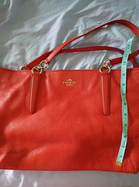 COACH ORANGE Pebble Soft Leather Tote Bag